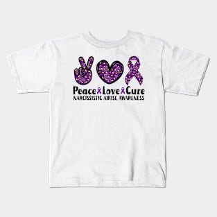 Peace Love Cure Narcissistic Abuse Awareness Kids T-Shirt